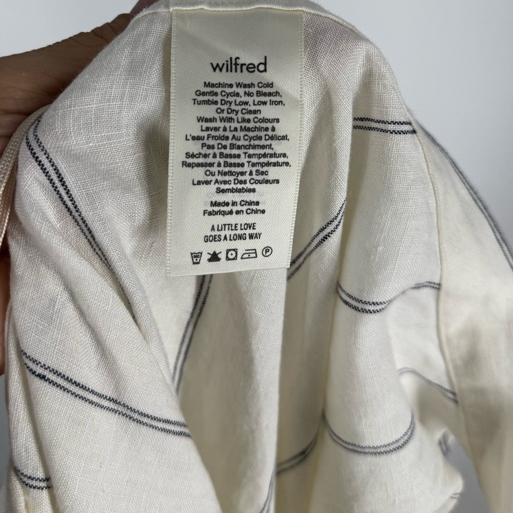Aritzia Wilfred Eleta Skirt, color: white striped linen Size: Xs - Picture 8 of 11